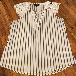 Grey and white stripped tank top